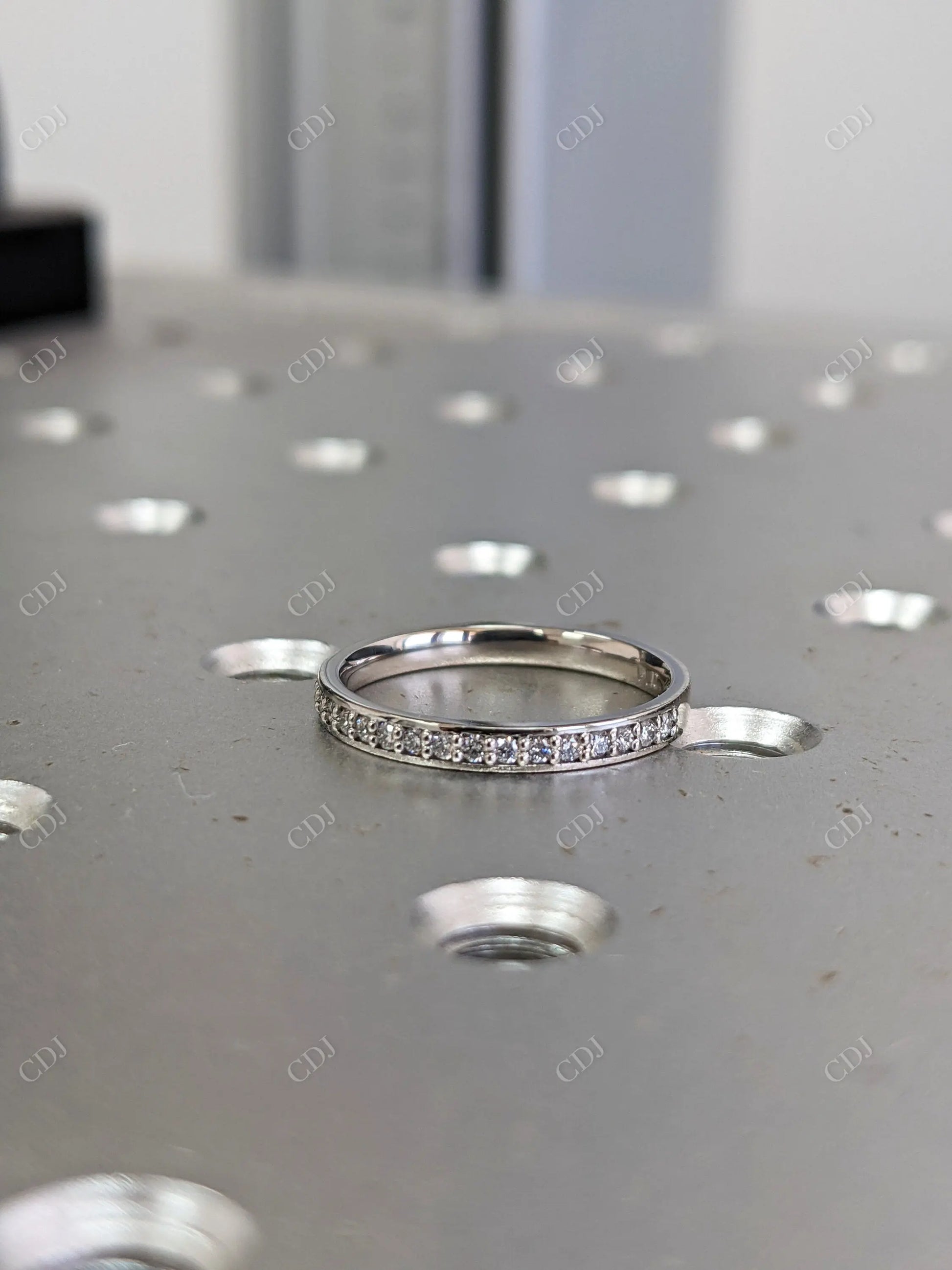 0.14CT Lab Grown Diamond 14K White Gold Minimalist Wedding Band  customdiamjewel   