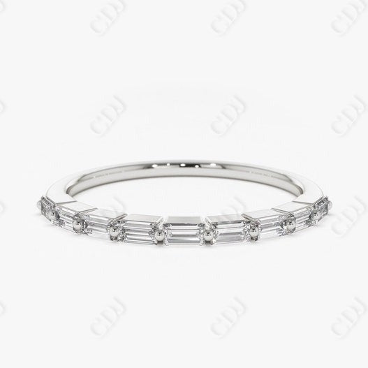 0.34CTW Lab Grown Half Eternity Baguette Diamond Band  customdiamjewel Sterling Silver White Gold VVS-EF