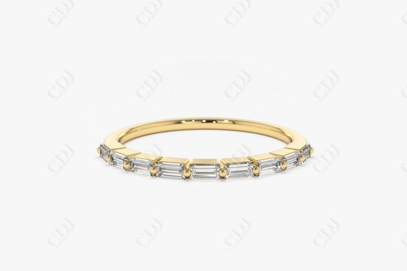 0.34CTW Lab Grown Half Eternity Baguette Diamond Band  customdiamjewel Sterling Silver Yellow Gold VVS-EF