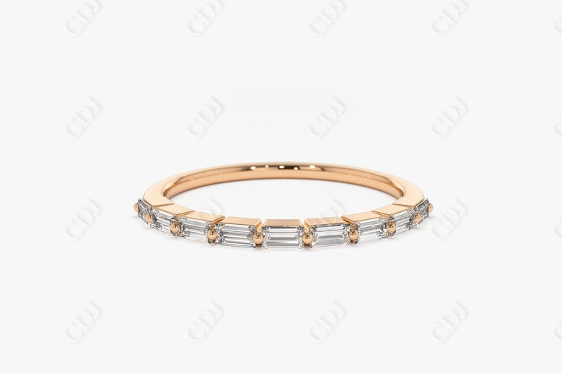 0.34CTW Lab Grown Half Eternity Baguette Diamond Band  customdiamjewel Sterling Silver Rose Gold VVS-EF