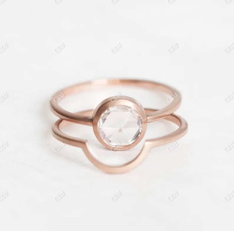 1.5 carat Rose Cut Moissanite Engagement Ring  customdiamjewel   