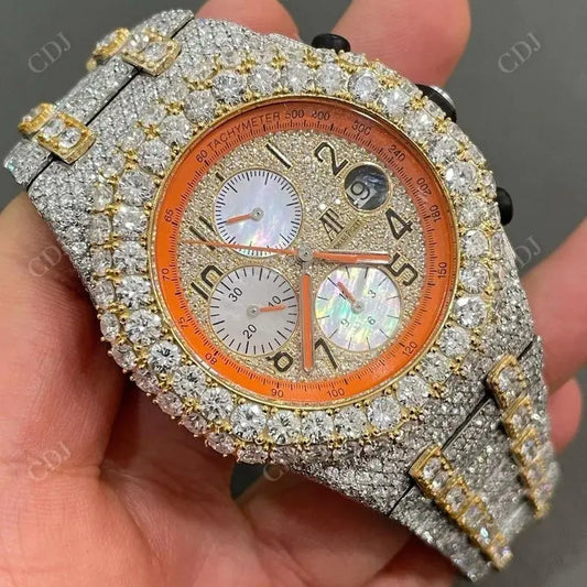 Full Diamond Stainless Steel Hip Hop AP Ice Out Watch  customdiamjewel   