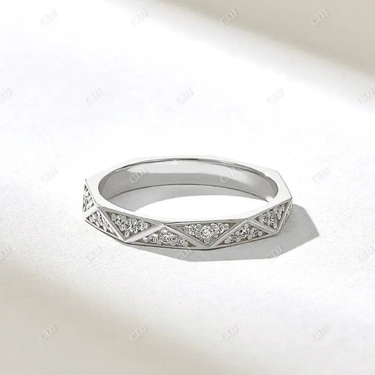 Unique 0.32CTW Round Lab Grown Diamond Wedding Band  customdiamjewel 10KT White Gold VVS-EF