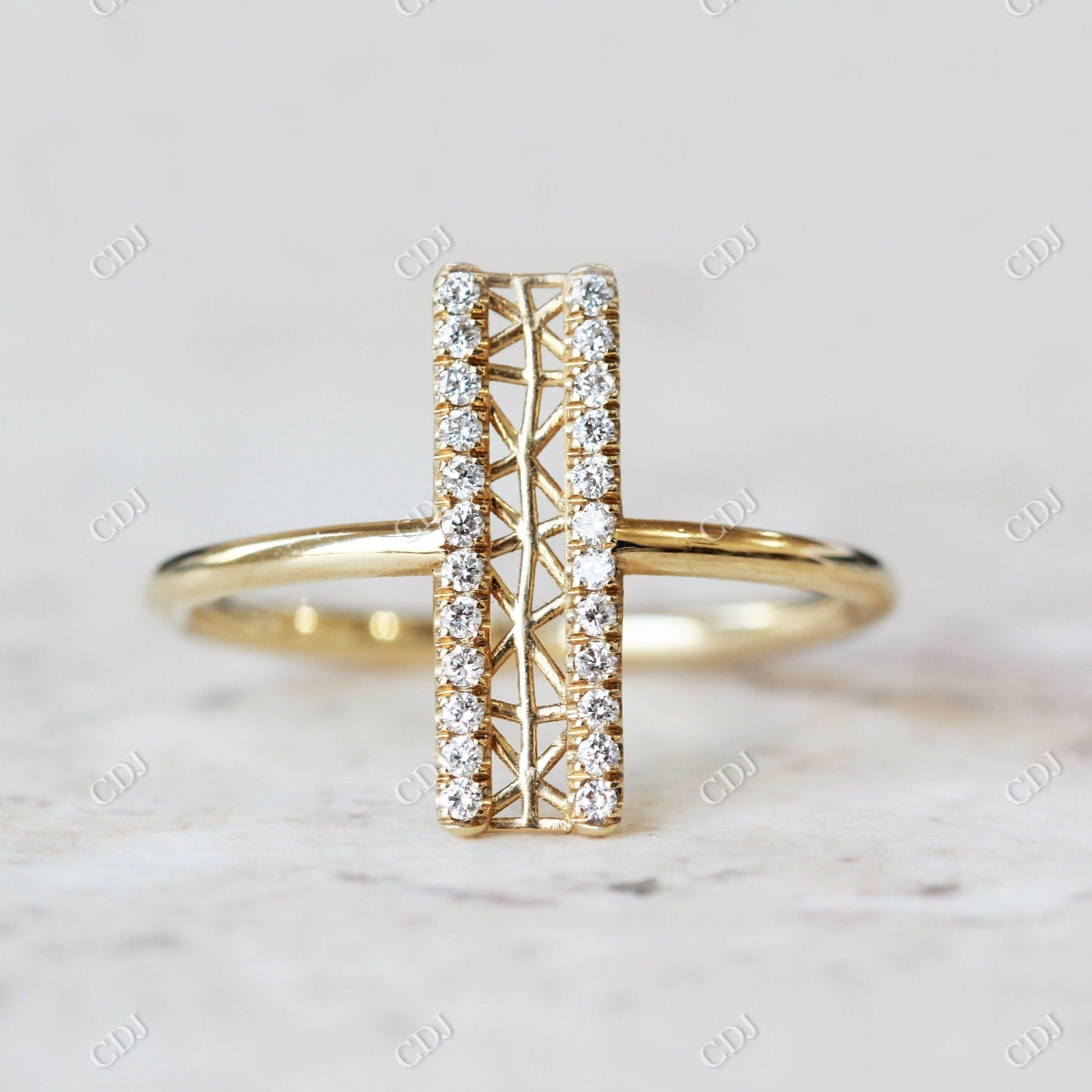 0.12CTW Antique Designer Round Moissanite Statement Ring  customdiamjewel 10KT Yellow Gold VVS-EF