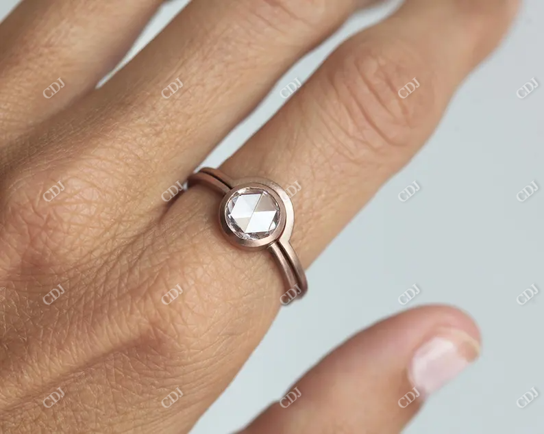 1.5 carat Rose Cut Moissanite Engagement Ring  customdiamjewel   