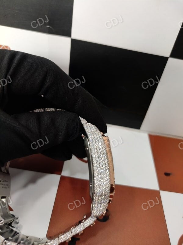 Rose Gold Cartier Diamond Custom Watch  customdiamjewel   