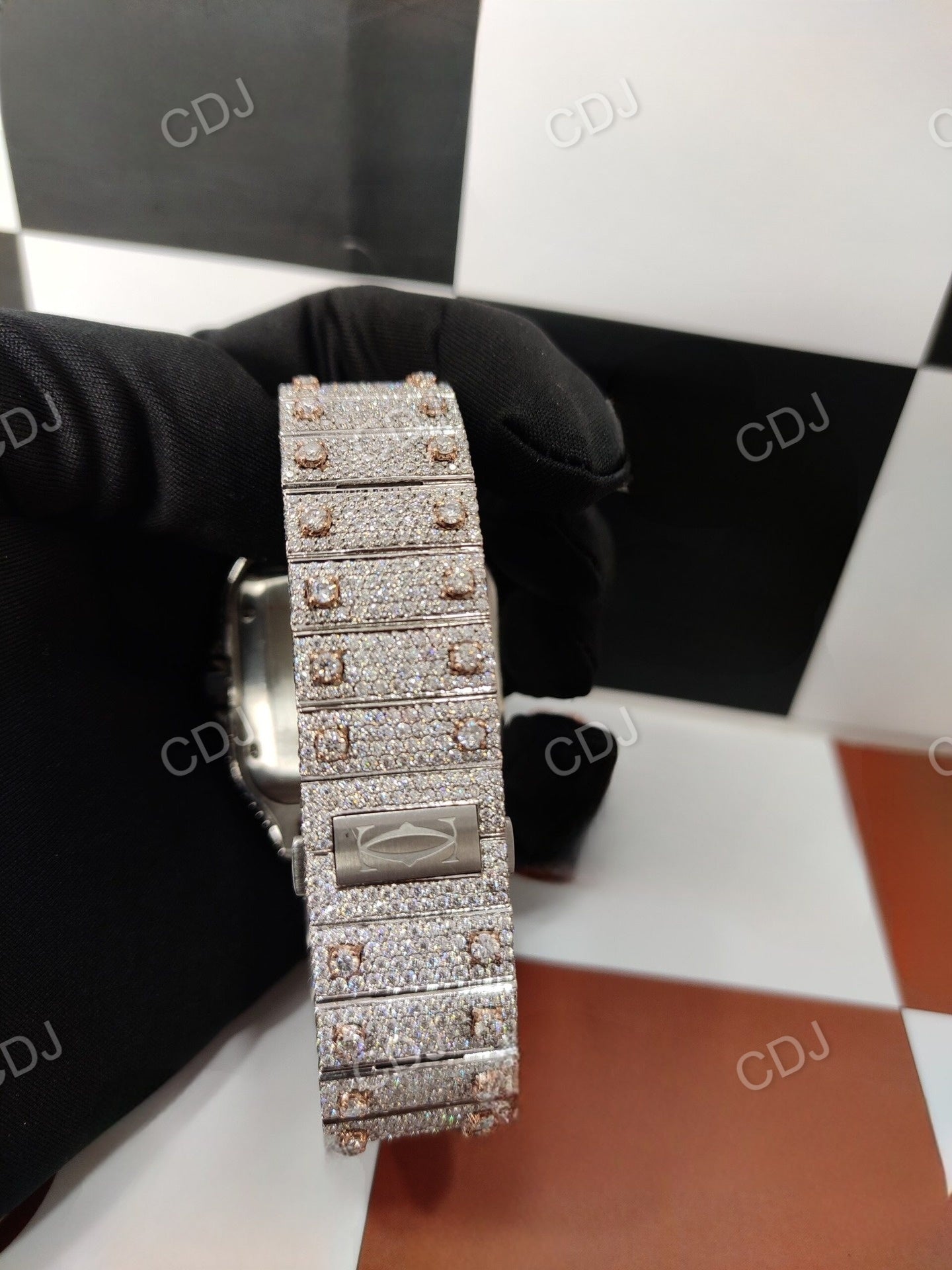 Rose Gold Cartier Diamond Custom Watch  customdiamjewel   