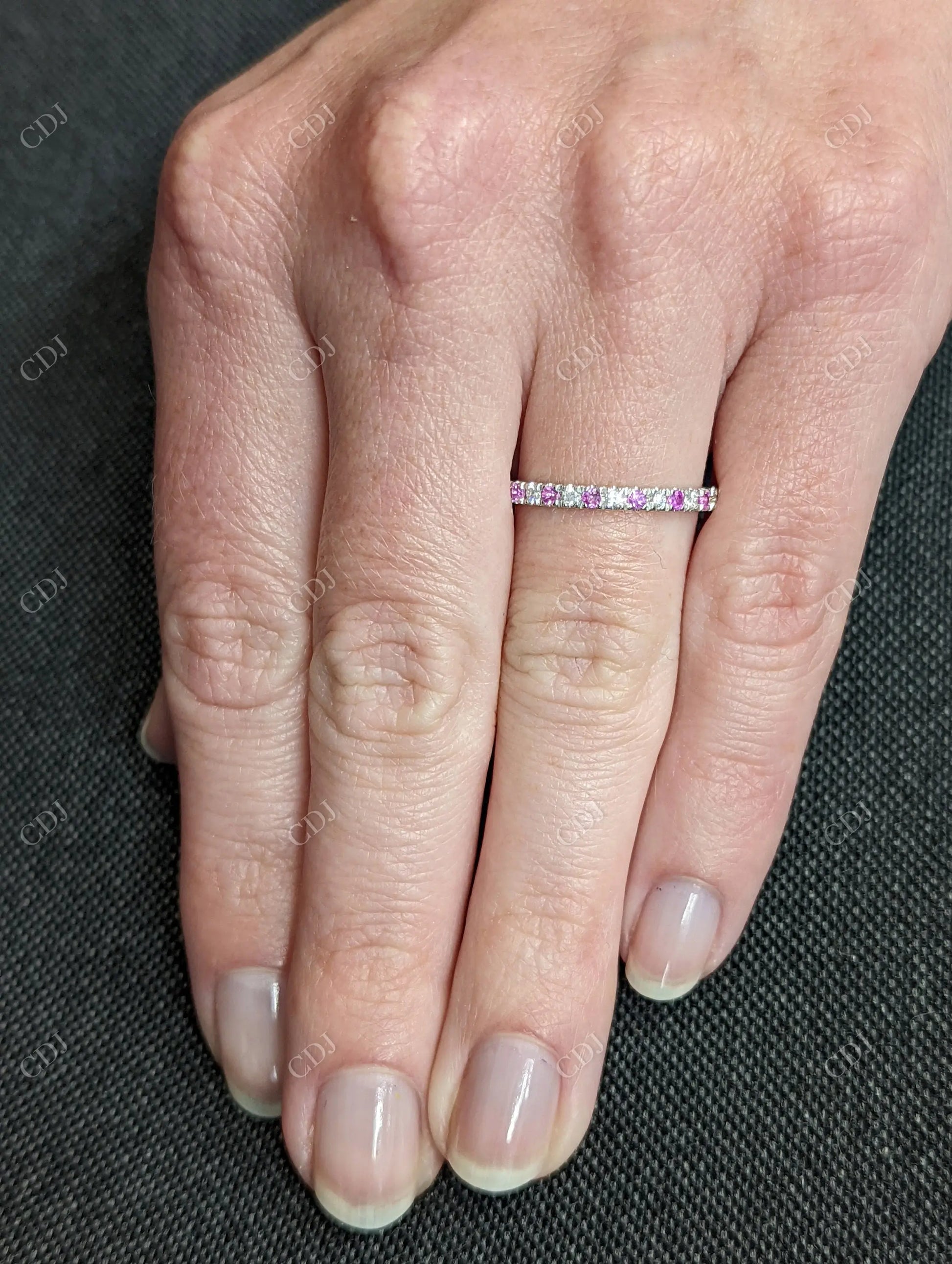 Round Cut Pink Sapphire and White Lab Grown Diamond Ring  customdiamjewel   