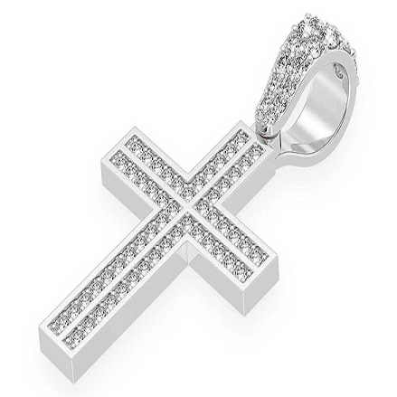 0.75 Ct Cross Diamond Pendant, 14K Gold Diamond Cross Pendant  customdiamjewel   