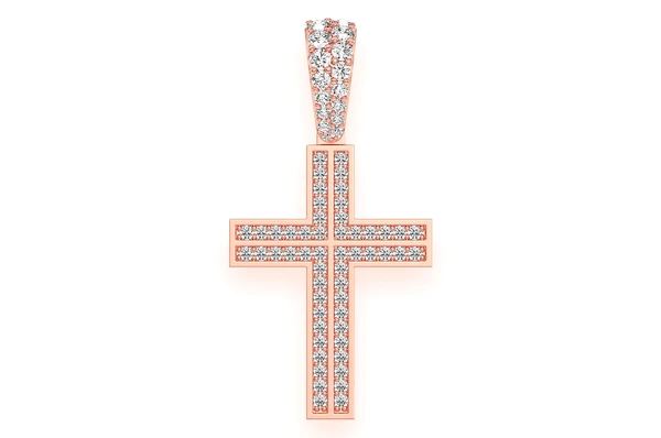 0.75 Ct Cross Diamond Pendant, 14K Gold Diamond Cross Pendant  customdiamjewel   