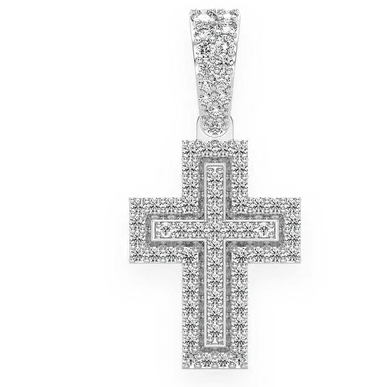 Border Cross Pendant of 14K White Gold  customdiamjewel   