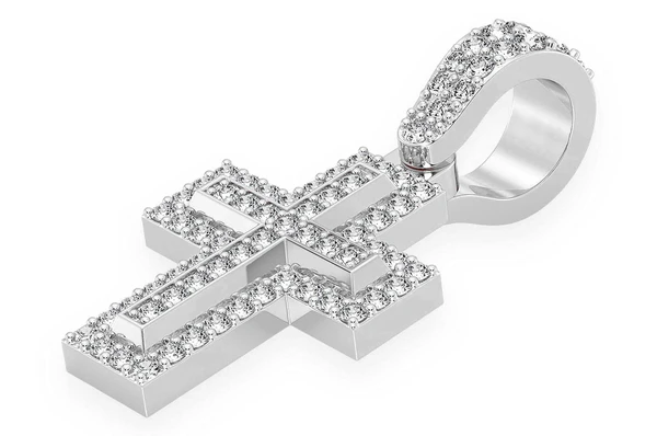 Border Cross Pendant of 14K White Gold  customdiamjewel   