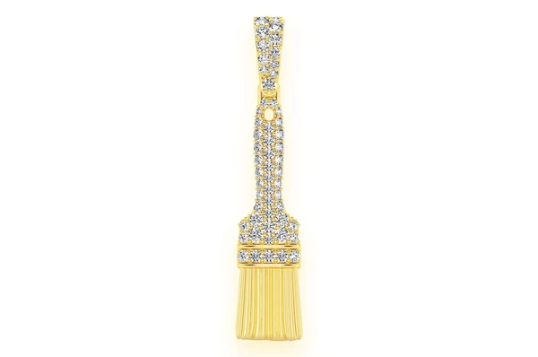 Unique 10k Yellow Gold Paintbrush Pendant  customdiamjewel   