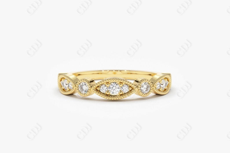 0.26CTW Lab Grown Vintage Diamond Wedding Band  customdiamjewel Sterling Silver Yellow Gold VVS-EF