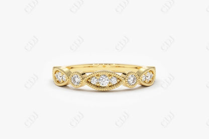 0.26CTW Lab Grown Vintage Diamond Wedding Band  customdiamjewel Sterling Silver Yellow Gold VVS-EF