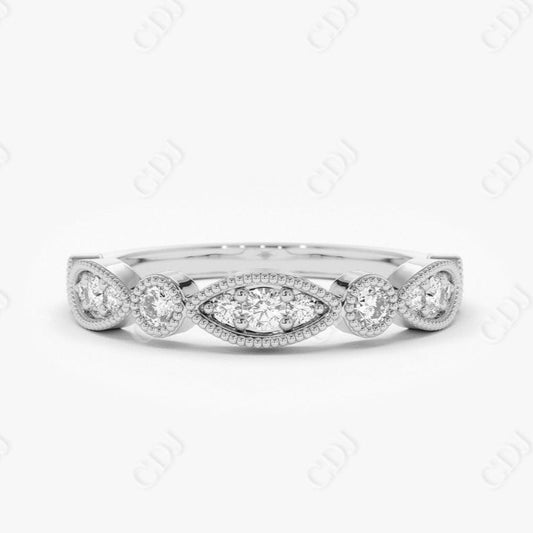 0.26CTW Lab Grown Vintage Diamond Wedding Band  customdiamjewel Sterling Silver White Gold VVS-EF