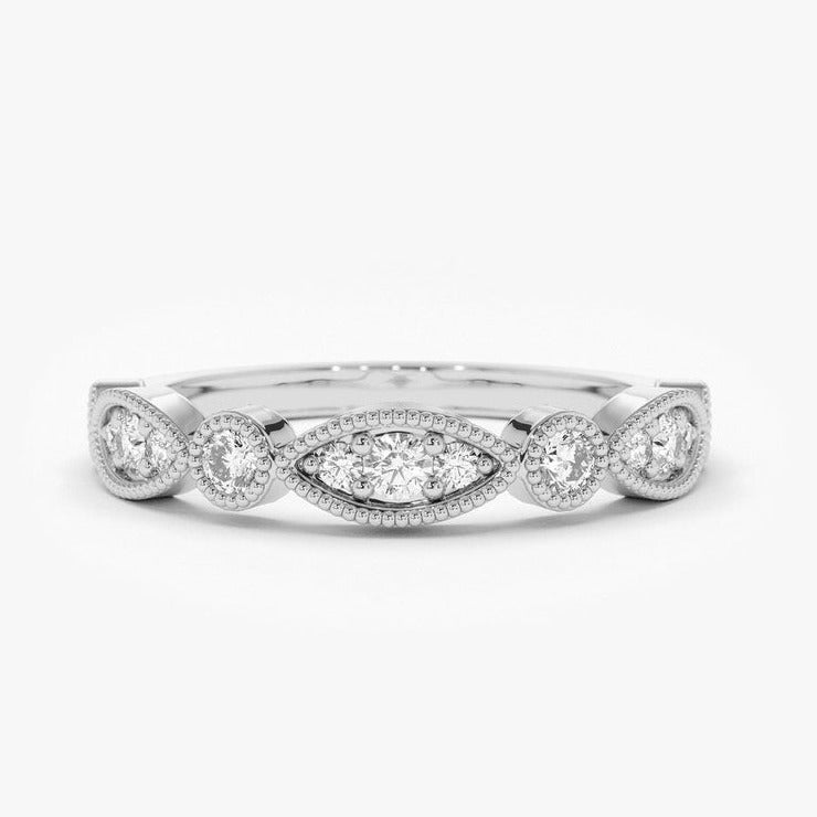 0.26CTW Natural Diamond 14K Gold Micro Pave Vintage Wedding Band  customdiamjewel 10 KT Solid Gold White Gold VVS-EF