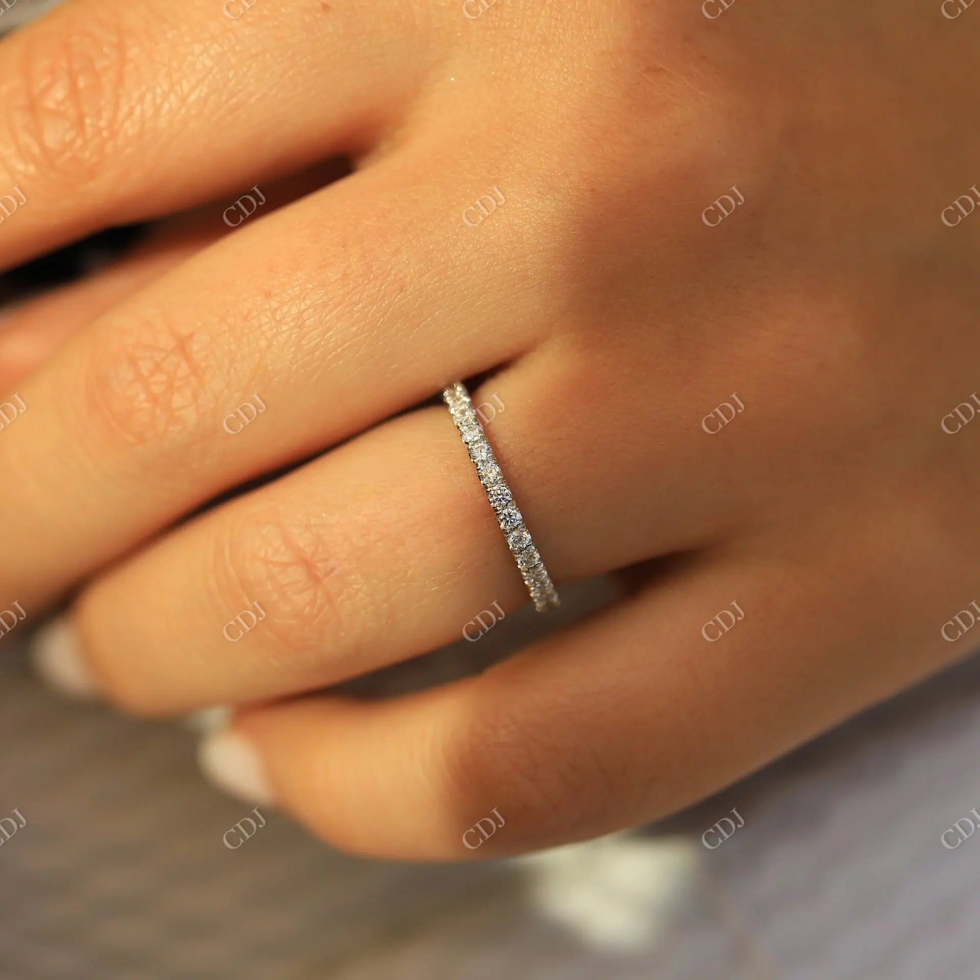 3/4 Eternity White Gold Moissanite Wedding Band  customdiamjewel   