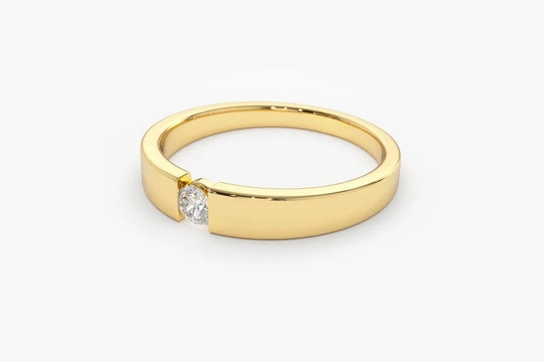 0.10 CTW Lab Grown Solitaire Engagement Ring  customdiamjewel 10KT Yellow Gold VVS-EF