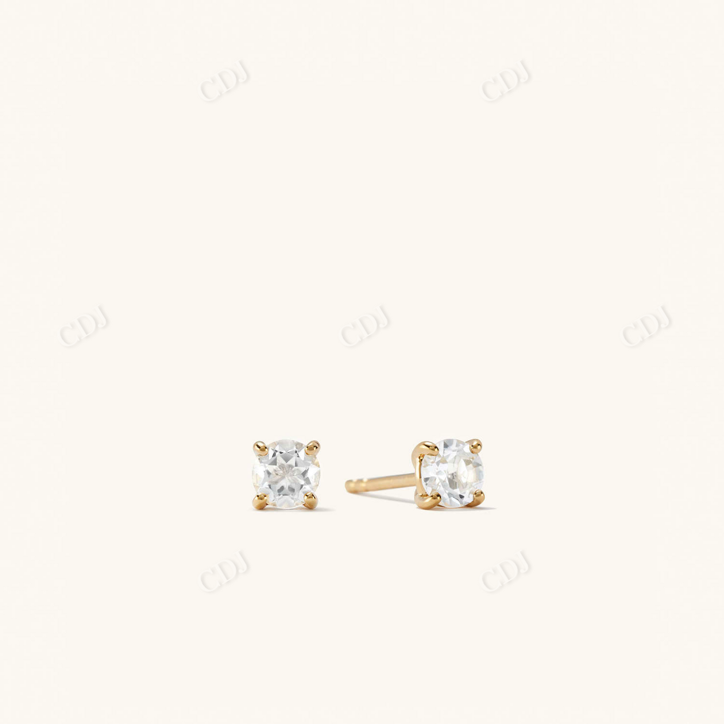 Minimalist White Topaz Stud Earring For Girls  customdiamjewel 10 KT Solid Gold Yellow Gold VVS-EF