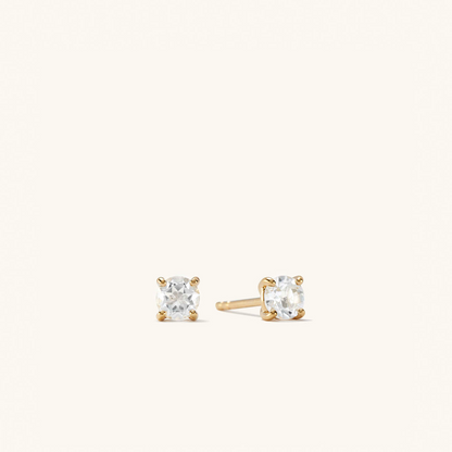 14K Solid Gold Round Topaz Stud Moissanite Earrings  customdiamjewel Sterling Silver Yellow Gold VVS-EF