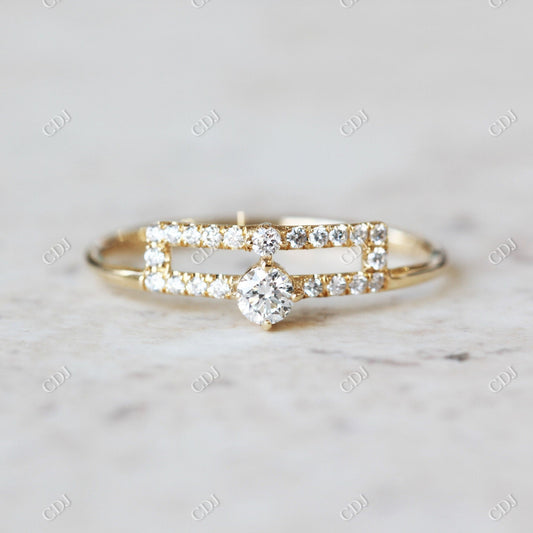 0.12CTW Alternative Moissanite Art Deco Engagement Ring  customdiamjewel 10KT Yellow Gold VVS-EF