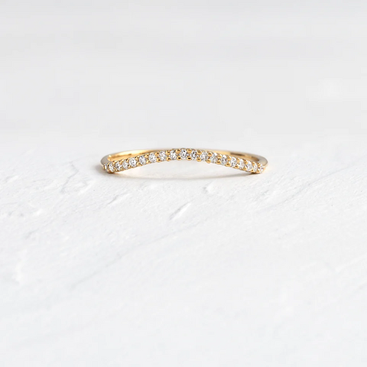 Round Lab Grown Diamond Curved Wedding Band  customdiamjewel 10KT Yellow Gold VVS-EF