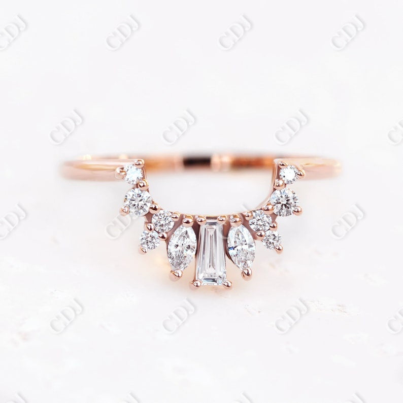 Unique Crown Style Moissanite Wedding Band  customdiamjewel 10KT Rose Gold VVS-EF