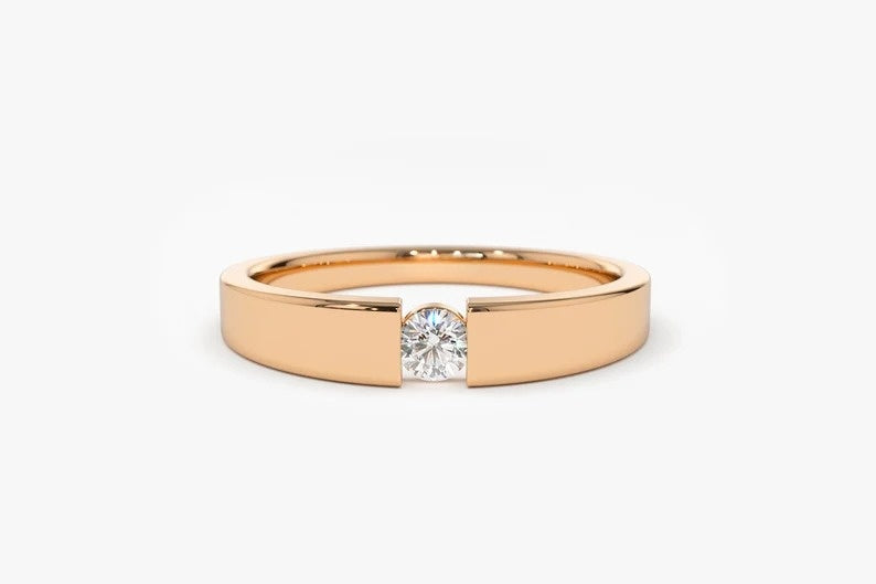 0.10 CTW Lab Grown Solitaire Engagement Ring  customdiamjewel 10KT Rose Gold VVS-EF