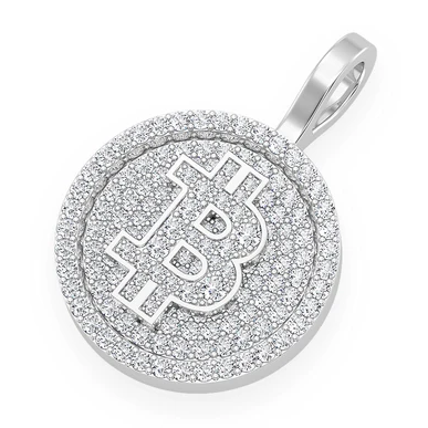 1.10CTW 14k Gold Unique Bitcoin Pendant  customdiamjewel   