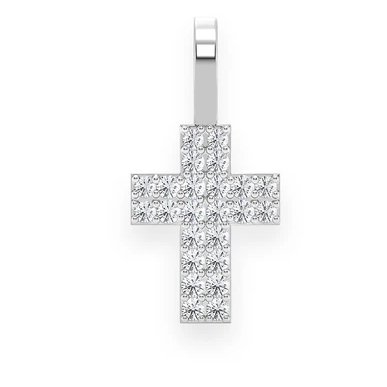 Unique Two Row Diamond Cross Pendant  customdiamjewel   