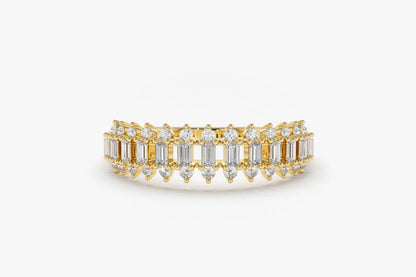 0.56CTW Baguette Cut Natural Diamond Half Eternity Wedding Band  customdiamjewel 10 KT Solid Gold Yellow Gold VVS-EF