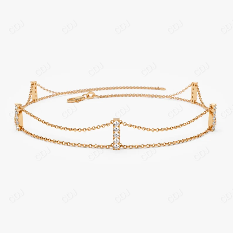 Minimal 14k Gold 5 Station Diamond Bar Bracelet  customdiamjewel 10 KT Solid Gold Rose Gold VVS-EF