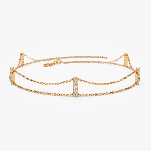 14k Solid Gold 5 Station Natural Diamond Bar Dainty Bracelet  customdiamjewel 10 KT Solid Gold Rose Gold VVS-EF