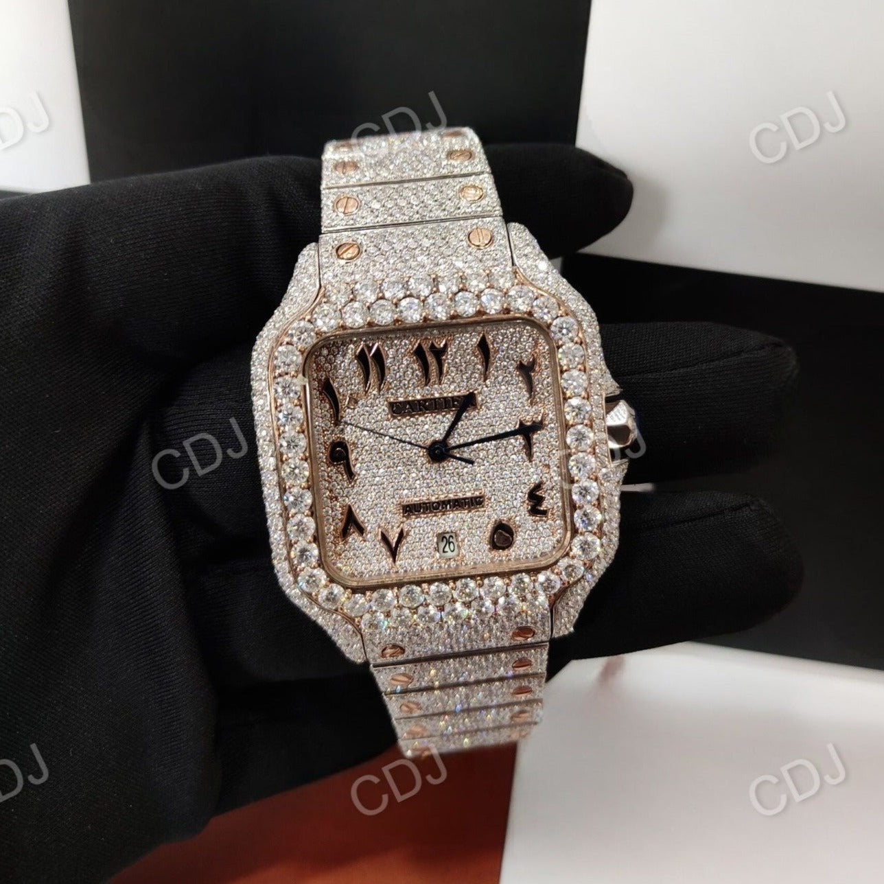 Rose Gold Pelted Cartier Diamond Watch  customdiamjewel   