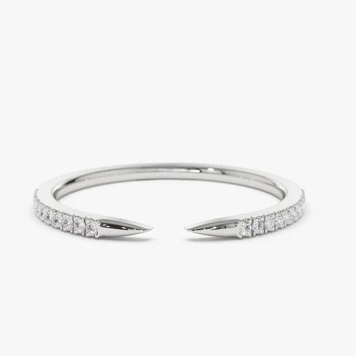 Snake Tail Open Claw Diamond Wedding Band  customdiamjewel 10KT White Gold VVS-EF