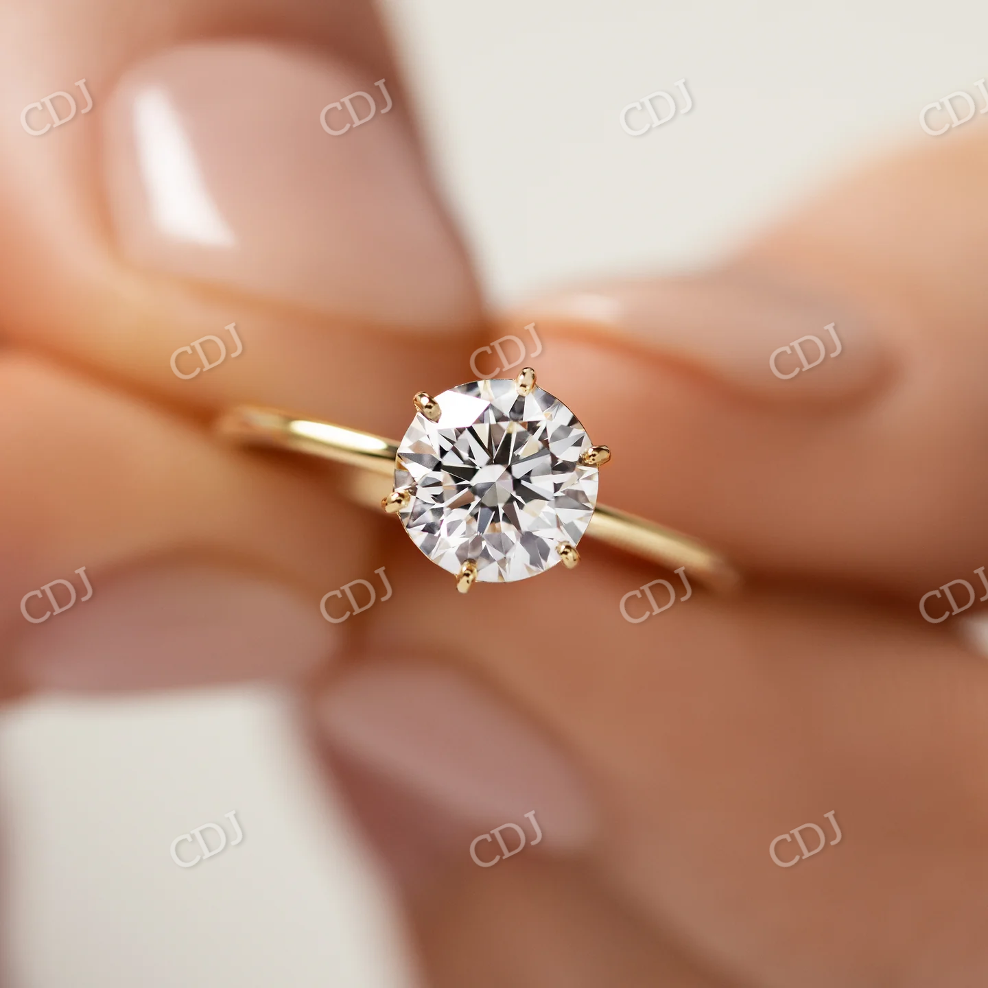 6 Prong Round Cut Moissanite Solitaire Ring  customdiamjewel   