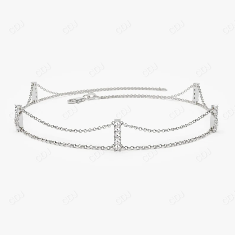 Minimal 14k Gold 5 Station Diamond Bar Bracelet  customdiamjewel 10 KT Solid Gold White Gold VVS-EF