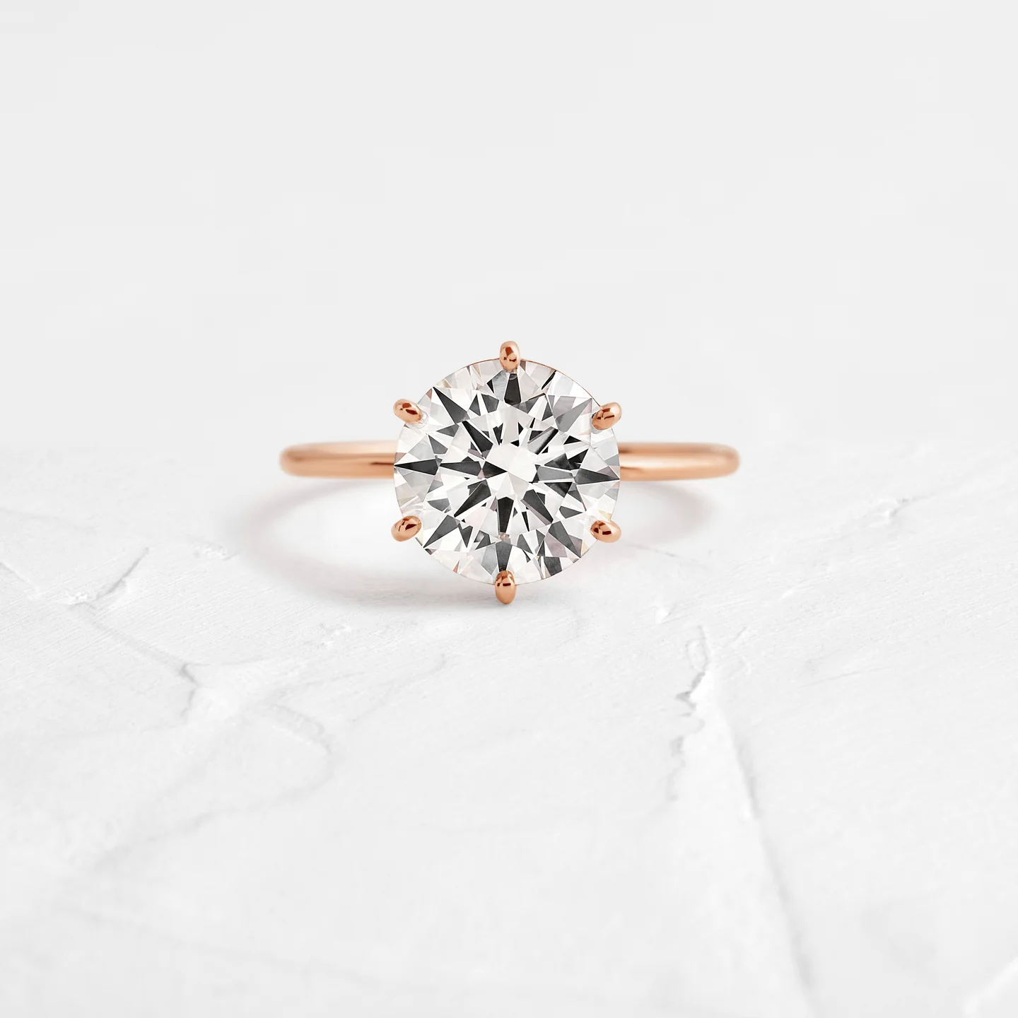 6 Prong Round Cut Moissanite Solitaire Ring  customdiamjewel 10KT Rose Gold VVS-EF