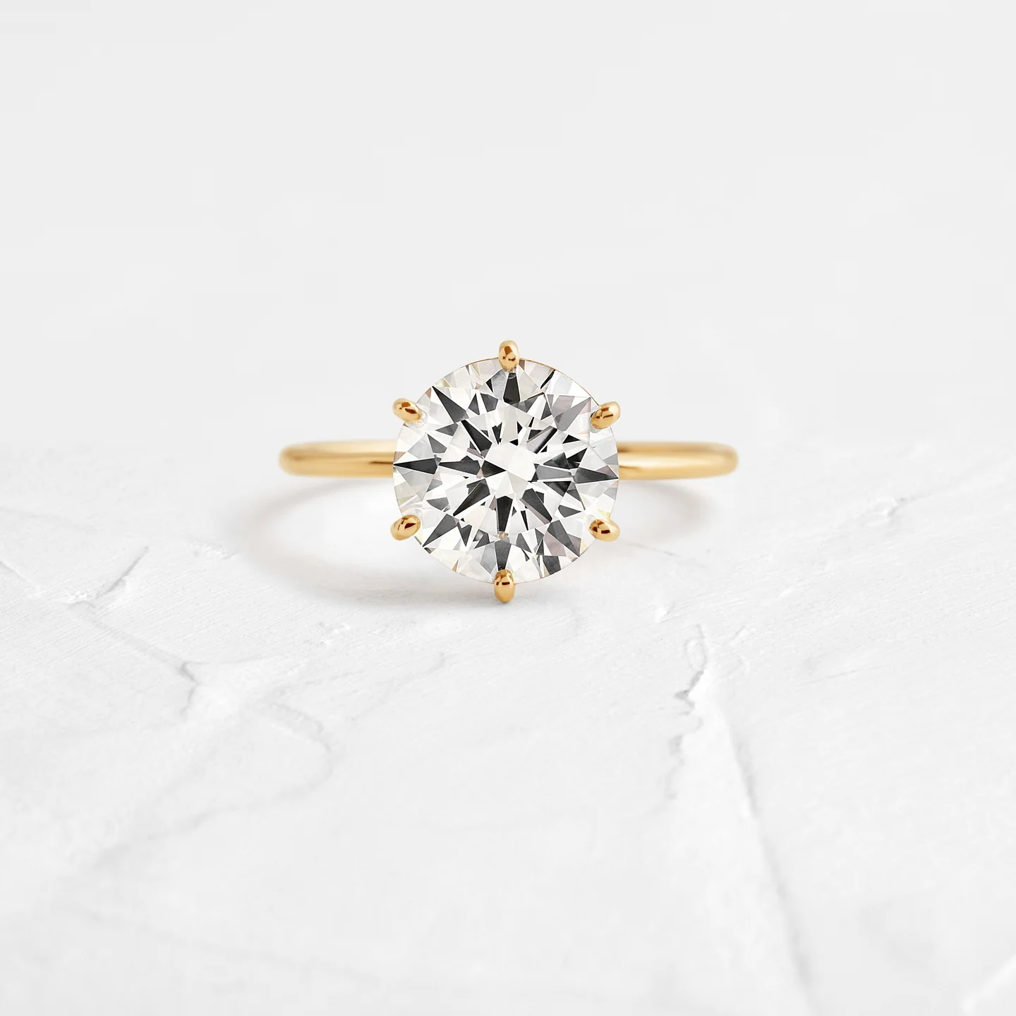 6 Prong Round Cut Moissanite Solitaire Ring  customdiamjewel 10KT Yellow Gold VVS-EF