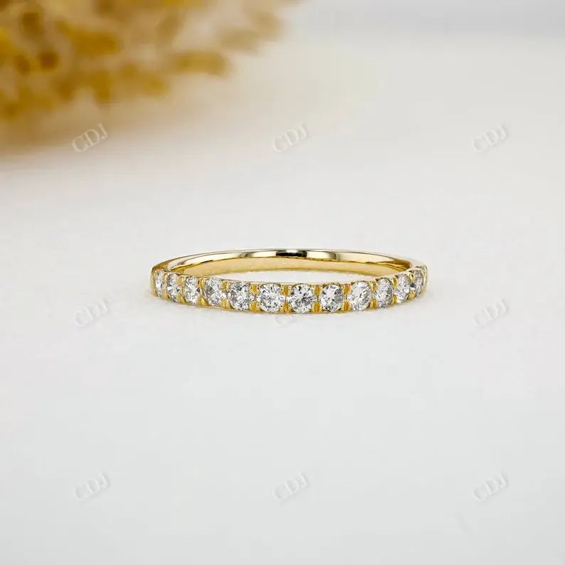 0.40CTW Round Cut Lab Grown Half Eternity Wedding Band  customdiamjewel 10KT Yellow Gold VVS-EF