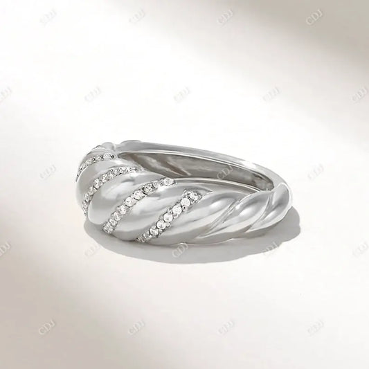 0.24CTW Iconic Pave Diamond Croissant Wedding Band  customdiamjewel 10KT White Gold VVS-EF