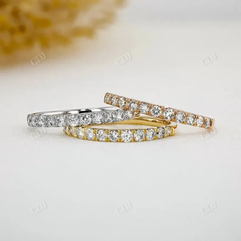 0.40CTW Round Cut Lab Grown Half Eternity Wedding Band  customdiamjewel 10KT White Gold VVS-EF