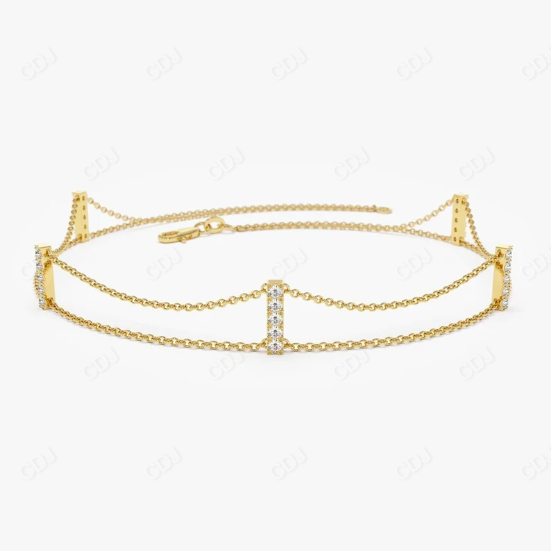 0.15CTW Moissanite Minimalist Bar Set Bracelet  customdiamjewel Sterling Silver Yellow Gold VVS-EF