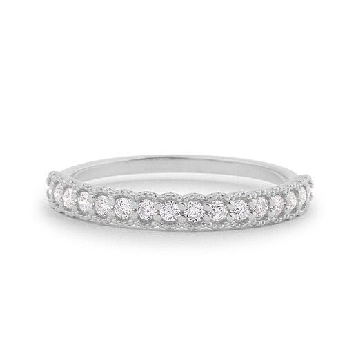 0.32CTW Antique Natural Diamond Micro Pave Half Eternity Band  customdiamjewel 10 KT Solid Gold White Gold VVS-EF