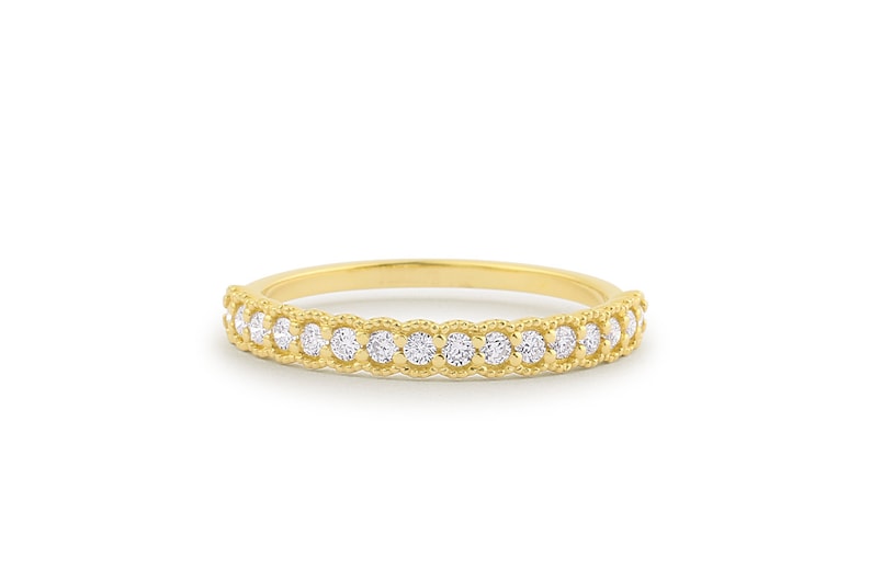 0.32CTW Antique Natural Diamond Micro Pave Half Eternity Band  customdiamjewel 10 KT Solid Gold Yellow Gold VVS-EF