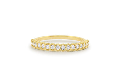 0.32CTW Antique Natural Diamond Micro Pave Half Eternity Band  customdiamjewel 10 KT Solid Gold Yellow Gold VVS-EF