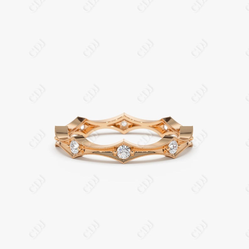 0.28CTW Lab Grown Stackable Diamond Wedding Band  customdiamjewel Sterling Silver Rose Gold VVS-EF