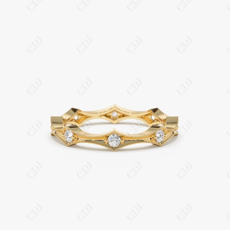 0.28CTW Lab Grown Stackable Diamond Wedding Band  customdiamjewel Sterling Silver Yellow Gold VVS-EF