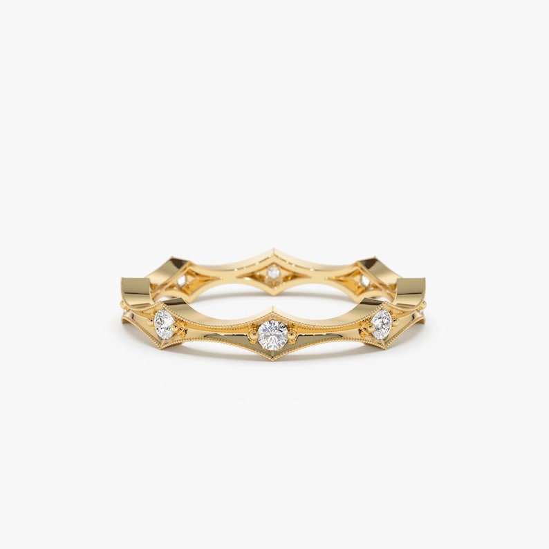 0.28CTW Natural Diamond Solid Gold Unique Designer Wedding Band  customdiamjewel 10 KT Solid Gold Yellow Gold VVS-EF